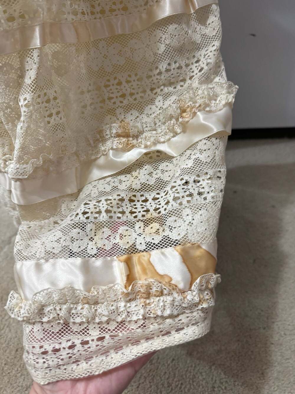 Vintage 1970s Emma Domb Victorian Revival Lace Tiered Maxi Wedding Dress Sz 11 - Picture 5 of 16